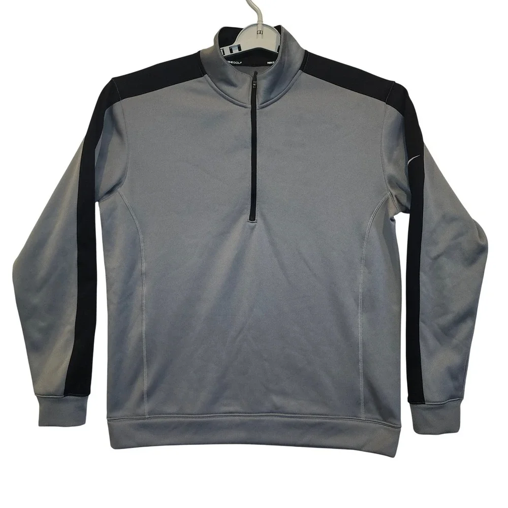 Nike Golf Tour Performance Therma-FIT 1/4 Zip Pullover Gray Black Mens M